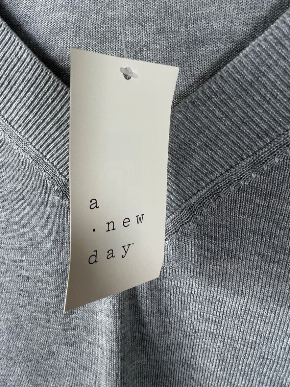 A New Day Lightweight V-Neck Sweater Heather Gray Long Sleeve Minimalist NEW 2XL - Picture 4 of 12